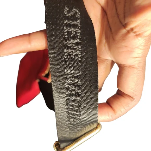 Steve Madden Messenger Bag In Red & Black with Gold Accents - Picture 10 of 13